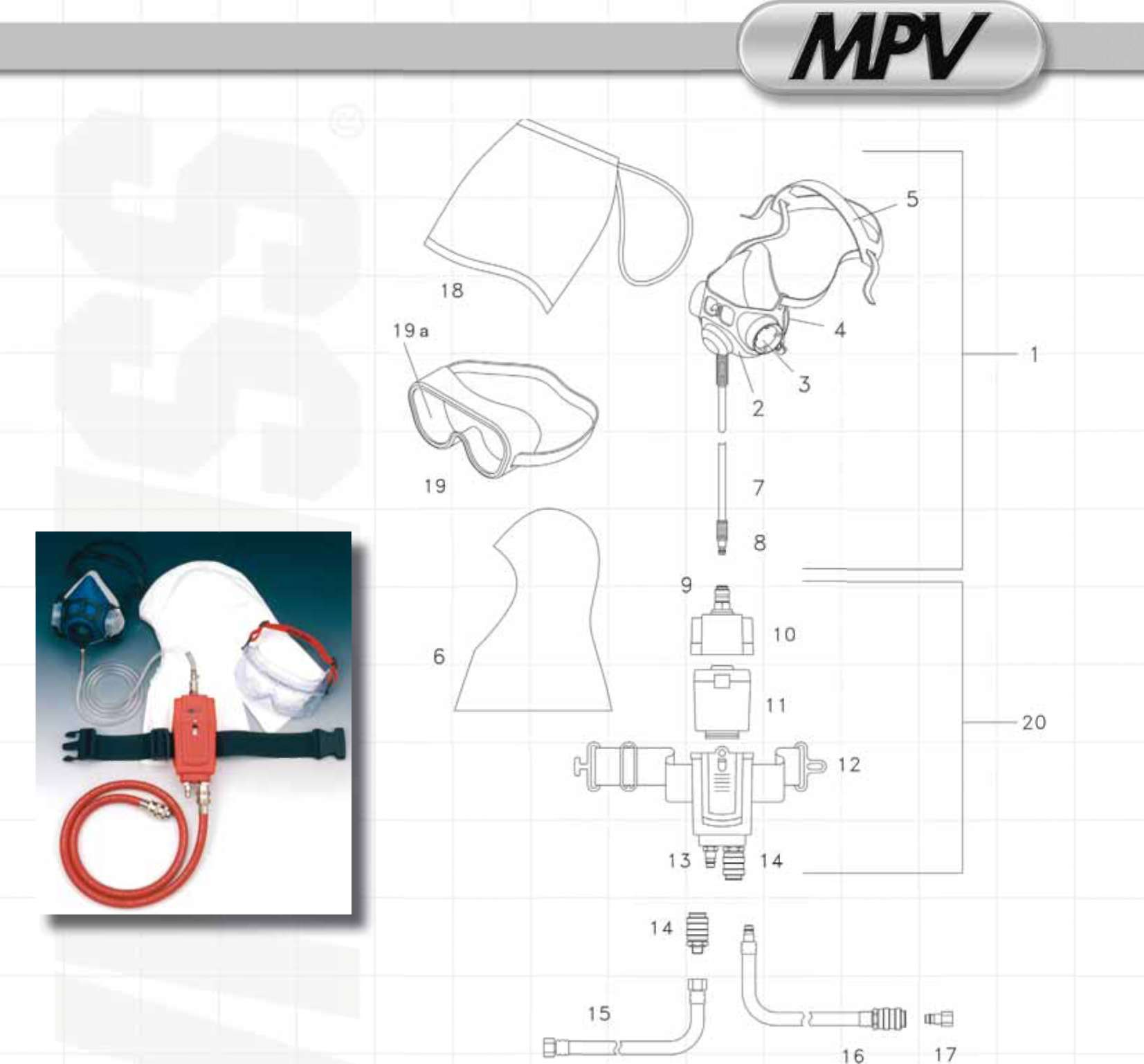 Схема подключения защитной полумаски DeVilbiss MPV-627 DeVilbiss_MPV-627-6